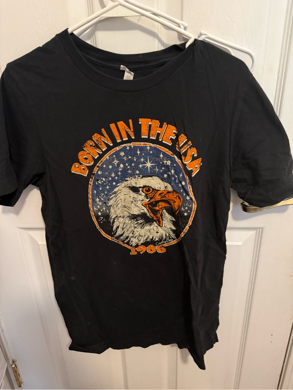 Born In The USA 1986 Eagle Graphic Tee - Black with Orange & Navy
